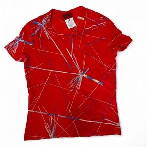 Versus By Versace Red and Blue Graphic Shirt